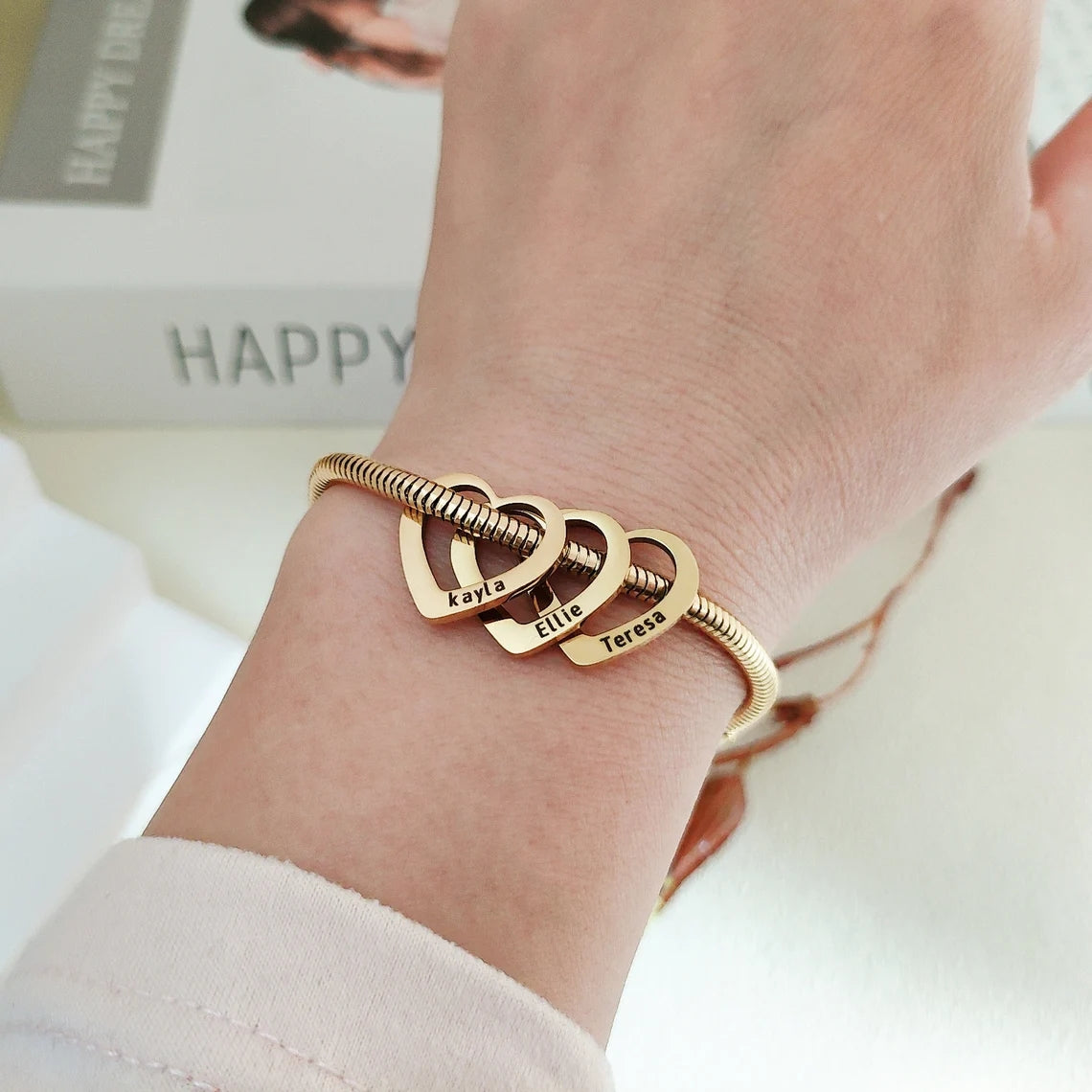 Custom Name Heart Bracelet - Add Up to 15 Names