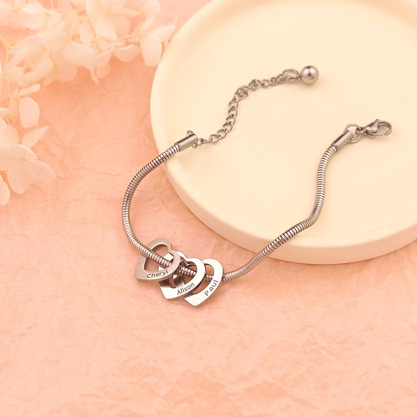 Custom Name Heart Bracelet - Add Up to 15 Names