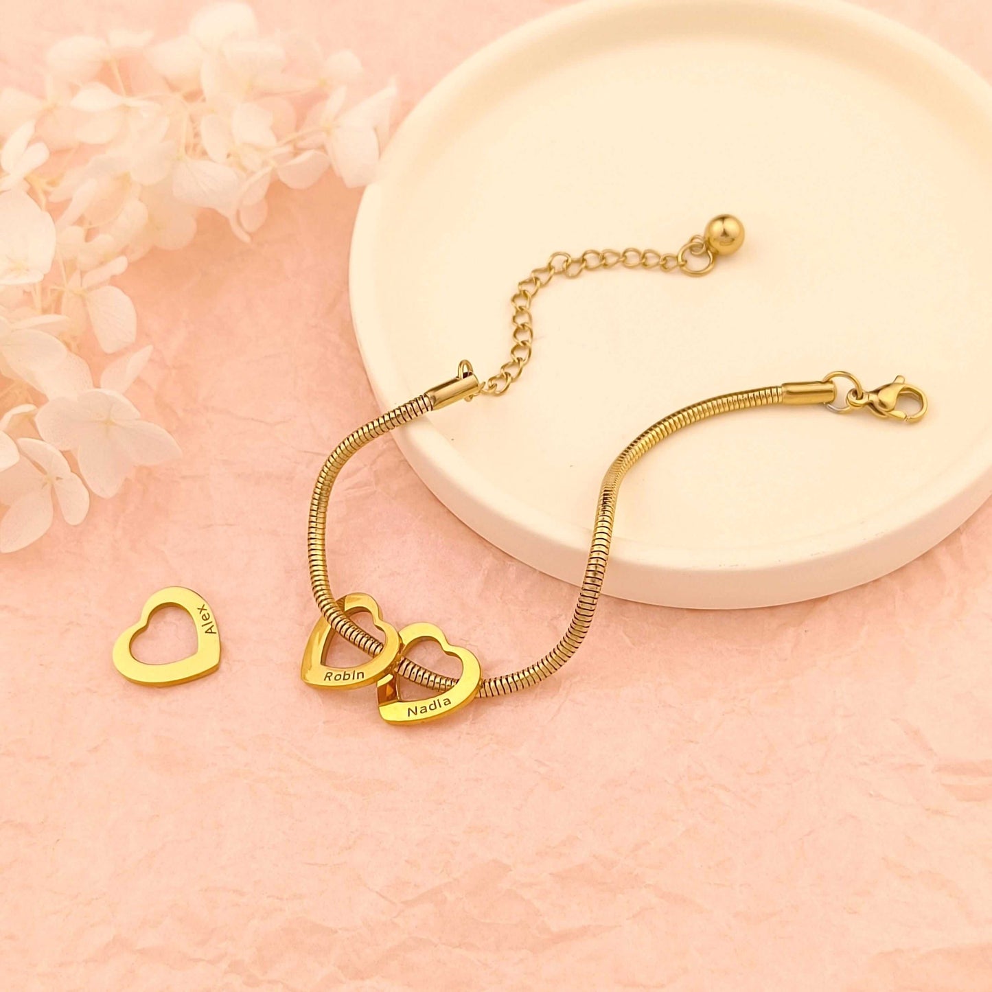 Custom Name Heart Bracelet - Add Up to 15 Names